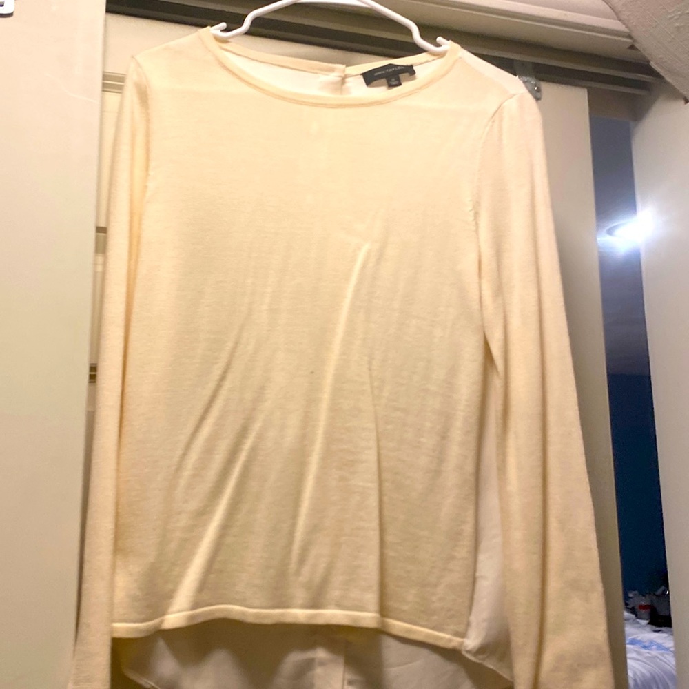 Ann Taylor sweater. Silk button back cream size small never worn